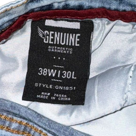 Genuine  Authentic distressed Blue Jeans size 38 x 30 - Picture 7 of 7